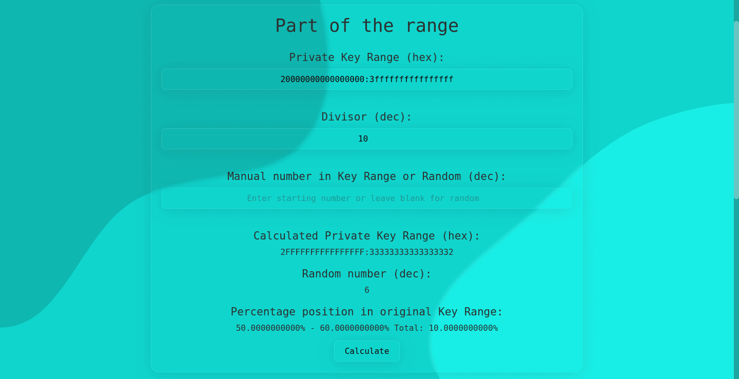 Bitcoin Private Key Range Calculator